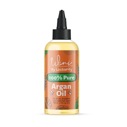 Locsanity Wini Pure 100% Cold Pressed Organic Argan Oil for Hair and Body | Non-GMO | Unscented - 4 fl oz: Moisturizing Oil for Hair Growth, Skin Hydration, Nail Care & Frizz Control