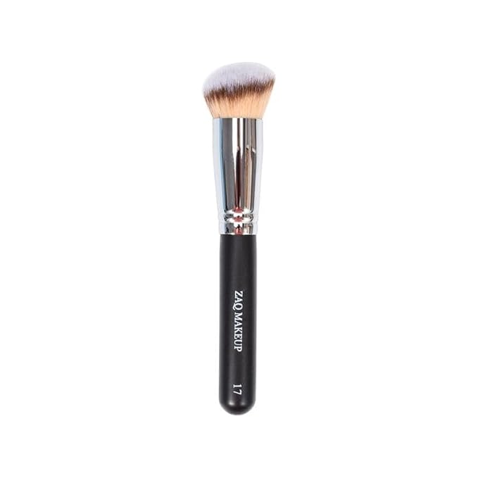 ZAQ Contoured Foundation Brush for Blending Liquid & Cream Foundation Makeup Brush for Powder - Face Brush for Buffing, Blending, and Concealer