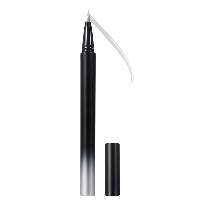 Liquid Eyeliner Pen, Waterproof Eyeliner Long-lasting Eye-Liner, Metallic-Eye-liner Easy To Use, White Black Red Brown Purple Colorful Eyeliner (Silver)