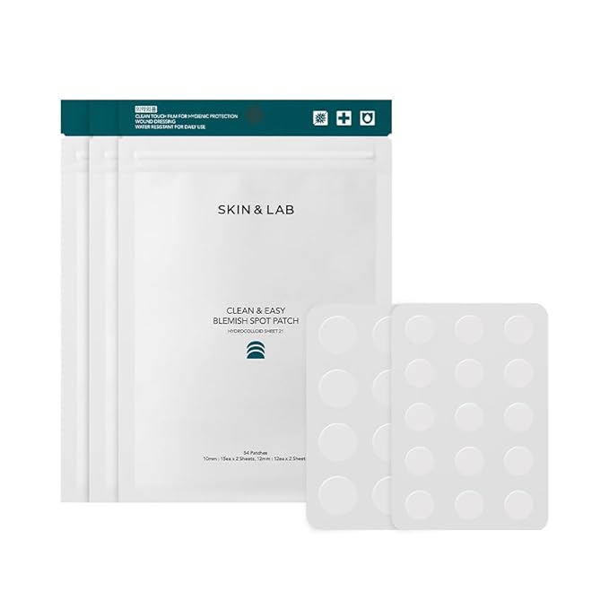 [SKIN&LAB] Clean & Easy Blemish Spot Patch (162 Count), Korean Pimple Patch, Hydrocolloid Spot for Acnes Blemishes, Two Sizes 10mm & 12mm, Made in Korea, Cruelty Free