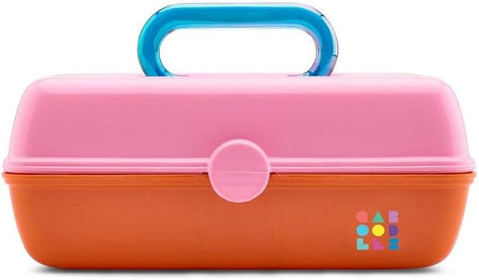 Caboodles Pretty in Petite Makeup Box, Hard Plastic Organizer Box, 2 Swivel Trays, Fashion Mirror, Secure Latch for Safe Travel