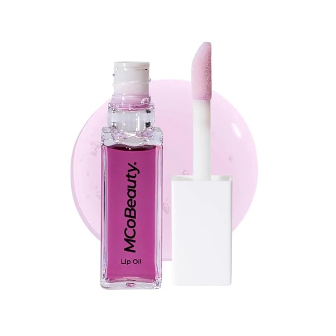MCoBeauty - Lip Oil Hydrating Treatment - Sheer Violet - Moisturizing Jojoba Oil Lip Gloss - Juicy High-Shine Tinted Lip Glaze for Dry Lips with Doe-Foot Applicator - Cruelty Free Lip Care
