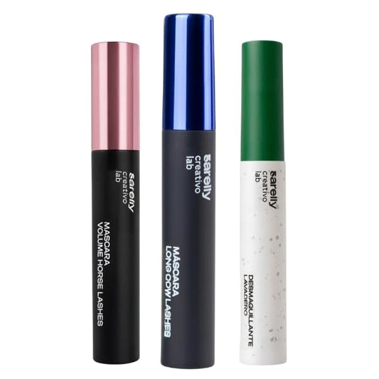 SARELLY Mascara Kit + Eye Makeup Remover | Waterproof Volume & Gentle Removal | Vegan & Cruelty-Free | 3-pack