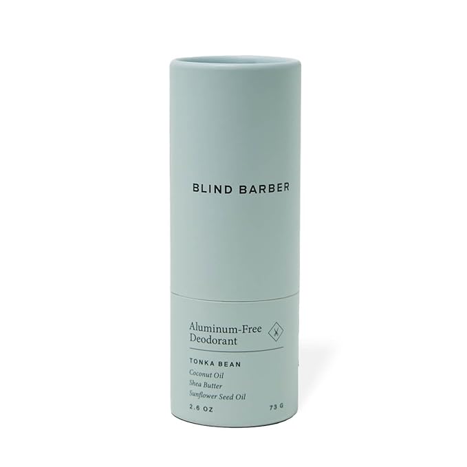 Blind Barber Aluminum Free Deodorant - 98% Naturally Derived Men's Deodorant Stick With Soothing Shea Butter & Coconut Oil - Odor-Fighting & Moisture-Absorbing Formula - Tonka Bean Scent (2.3 oz)