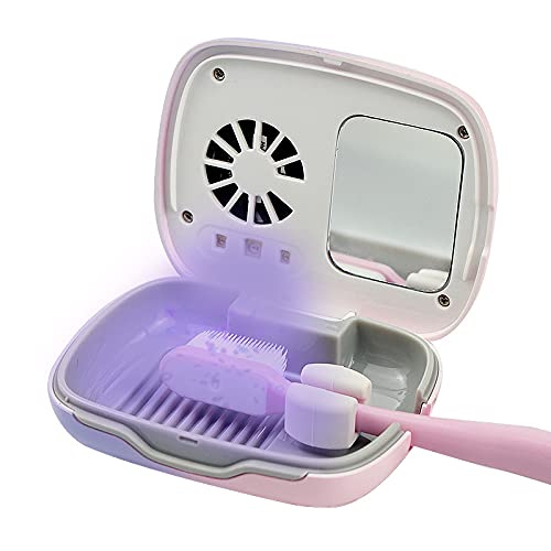 Rechargeable Mini UV Toothbrush Cover with Fan and USB Cord for Travel or Home, Long Battery Life and Improved Case Ventilation for Better Disinfection (Blue)