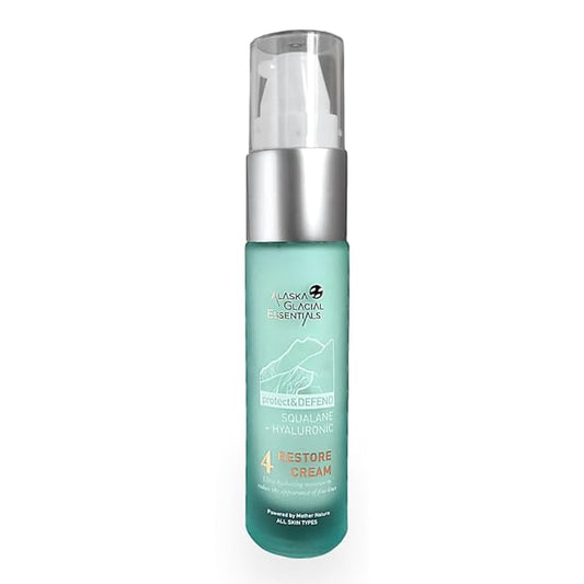 Alaska Glacial Squalane + Hyaluronic Restore Cream for Sensitive & Combo Skin | Deeply Hydrates, Firms, Softens Fine Lines | Lightweight Moisturizer – 8g Travel Size
