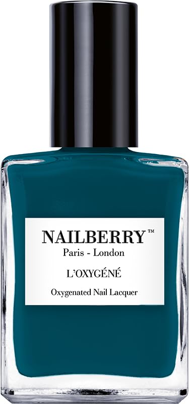 Nailberry L'Oxygéné Oxygenated Nail Lacquer | Teal We Meet Again | Bold Glossy Teal Opaque | UV Protected Long-Wear Nail Polish | 12-Free | Vegan | Certified Halal | Cruelty & Gluten Free | 15 ml