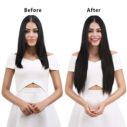 REECHO 24" Straight Long 4 PCS Set Thick Clip in on Hair Extensions Medium Ash Brown
