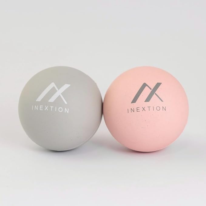 Therapy Massage Balls (2-Pack), High-Density Fascia Balls for Targeted Muscle Relaxation & Daily Recovery - 50D & 65D Hardness Options (Serene Gray + Soothing Pink (65D+50D))