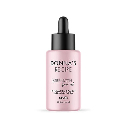 Donna's Recipe by Tabitha Brown Strength Hair Oil | 18-Natural-Oil & Powder Blend, Lightweight, Fast-Absorbing Scalp Treatment to Relieve Dryness & Build-Up, Strengthen & Nourish Hair (1.7 oz)