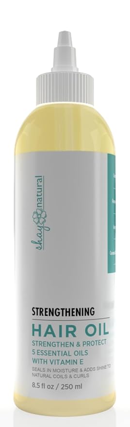 Strengthening Hair Oil with 5 Essential Oils, Vitamin E for Natural Coils and Curls, Moisture Sealing Formula, 8.5 fl oz