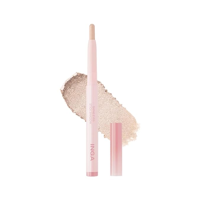 INGA Shine Eyes Stick Shadow - Creamy Shimmer Eyeshadow, Smudge-Proof, Easy-to-Blend, Long-Lasting Eye Makeup Stick with Precise Tip for Easy Application (Shining Sugar)