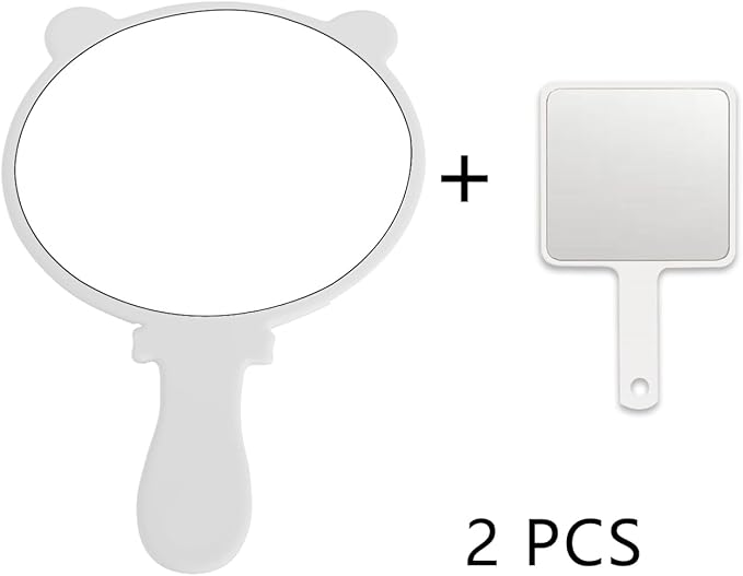 Compact Hand Mirror – High-Definition Glass, Gifts Men or Women Barber Handheld Mirror, Mini Mirror for Personal Purse, Pocket, Travel and Present (White, 5.91" L x 9.84" W (Cat Ears))