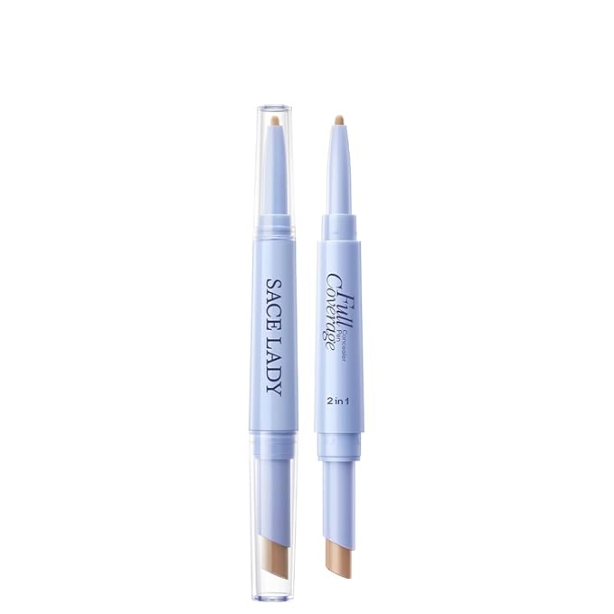 SACE LADY 2 in 1 Full Coverage Concealer Pen, Dual-End Concealer Stick Ultra Precise & Waterproof for Eye Dark Circles, Blackheads, Lightweight & Sweatproof (#03 Warm Natural)