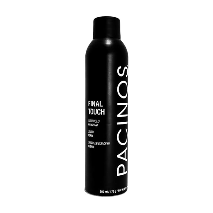 Pacinos Final Touch Hairspray, Anti-Frizz, Firm Hold, Flexible, Fast Drying and Flake Free Aerosol, Add Volume, Texture and Strength to your Hairstyle, Works Against Wind, Moisture and Humidity