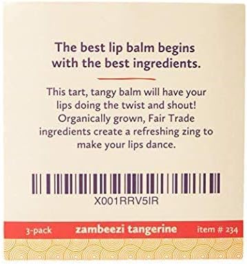 ZAMBEEZI Organic, Fair Trade Beeswax Lip Balm - Tangerine 3 Pack - Ethically Sourced
