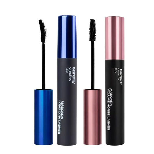 SARELLY Mascara Kit | Volume Horse Lashes + Long Cow Lashes | Waterproof, Volumizing & Lengthening | Vegan & Cruelty-Free