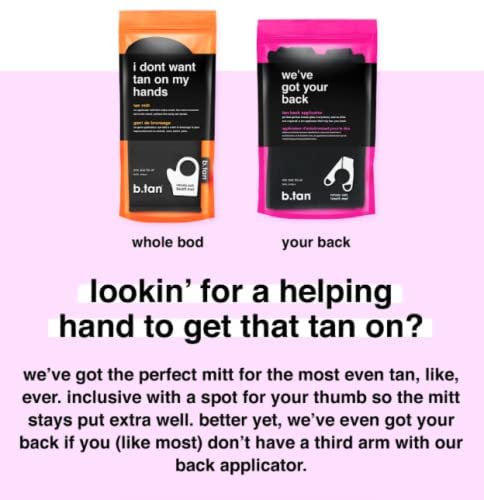 b.tan Back Self Tanning Applicator | We've Got Your Back - Sunless Tanner Back Mitt with Handles, Streak-Free, Even Application, Velvety Soft, Reusable & Washable Sunless Tan