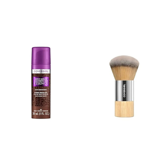 Covergirl Simply Ageless 80 Deep Foundation, Blending Brush - Skincare Makeup with Bakuchiol & Tranexamic Acid Reduces Fine Lines & Fades Dark Spots