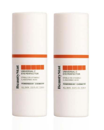 BeautyStat Universal C Eye Perfector Cream - Hydrate, Firm & Lift with Vitamin C, Hyaluronic Acid & Green Tea Extract, Fragrance-Free for Dark Circles & Puffiness Reduction (Duo, 30 ml)