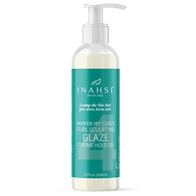 INAHSI Pamper My Curls Curl Sculpting Glaze Strong Hold Gel | Hair Styling Product for Men, Women & Kids with Curly Hair | 12 oz | Made in the USA