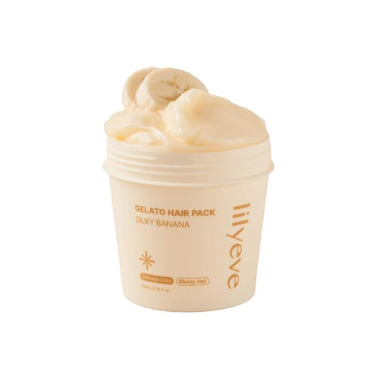 lilyeve REPAIRTURN Gelato Hair Pack, Milk, Egg & Protein for Hair Repair, Hair Mask for Split End Smoothing, Damaged Hair Treatment, Boost Hair Elasticity - Korean Hair Care, Silky Banana 6.76 fl.oz