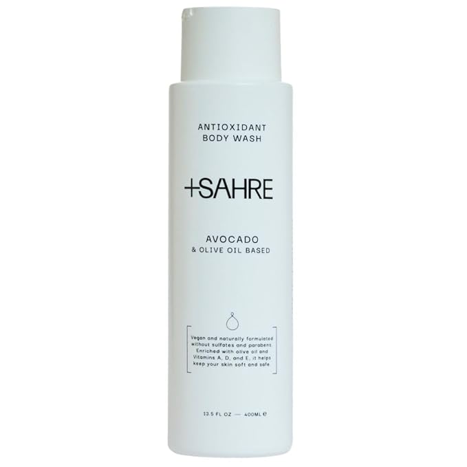 +SAHRE Natural Body Wash – Olive Oil & Avocado | Antioxidant-Rich | Vegan, Paraben-Free | 13.5 fl oz