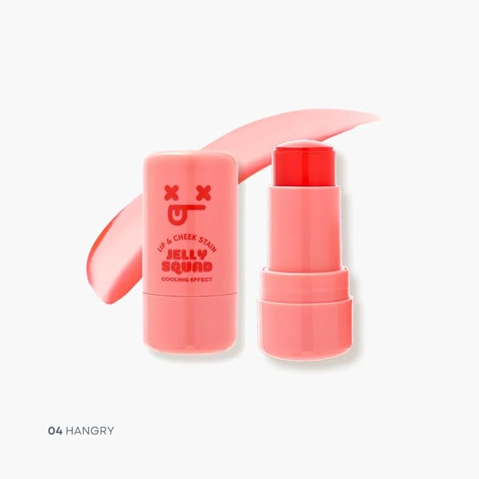 Jelly Squad Lip and Cheek Stain 2 in 1 Tinted Jelly Blush and Lip Stain Long Lasting Lightweight Natural Finish Hangry Watermelon Red, 0.28 FL.OZ/8G，pack of 1