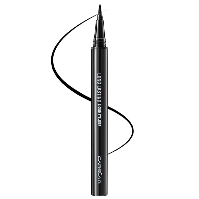 CARSLAN Liquid Eyeliner, Black Eyeliner Liquid Liner, 12H Longlasting Eyeliners, Waterproof & Smudgeproof High Pigmented Eyeliners for Eye Makeup, Black