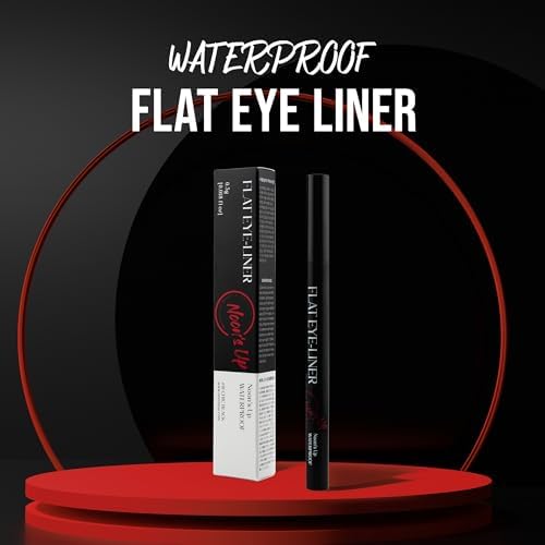 NOON'S UP Flat Eye-Liner - Waterproof Liquid Eyeliner Pen | Ultra-Slim & Bold Black Eyeliner | Quick-Dry & Waterproof Liquid Liner | Long Wear & No Smudge | Look-Defining Black Pen (0.017 Fl. Oz.)