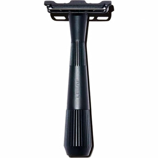 Leaf Twig Razor by Leaf Shave, All-Metal Single Blade Razor for Men & Women, Fixed Head w/Magnetic Load Assist, Includes 5 Stainless Steel Blades - Face Shaving, Lighter Hair, Sensitive Skin - Black