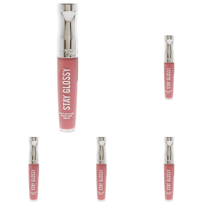 Rimmel Stay Glossy Lipgloss, Claridge's Ruby, 0.18 Fl Oz (Pack of 5)
