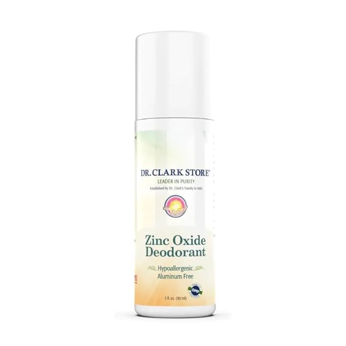 Dr Clark Zinc Oxide Roll-On Deodorant- NO Aluminum, Hypoallergenic, Paraben Free, Fragrance Free. Safe, Natural, & Effective