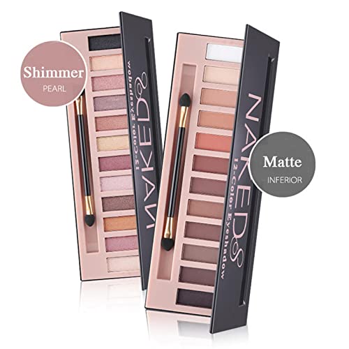 12 Colors Makeup Smoky Eyeshadow Palette Natural Nude Matte Shimmer Glitter Pigment Eye Shadow Pallete Set Black Eye Shadow Halloween Make Up for Women (Color E Smokey)