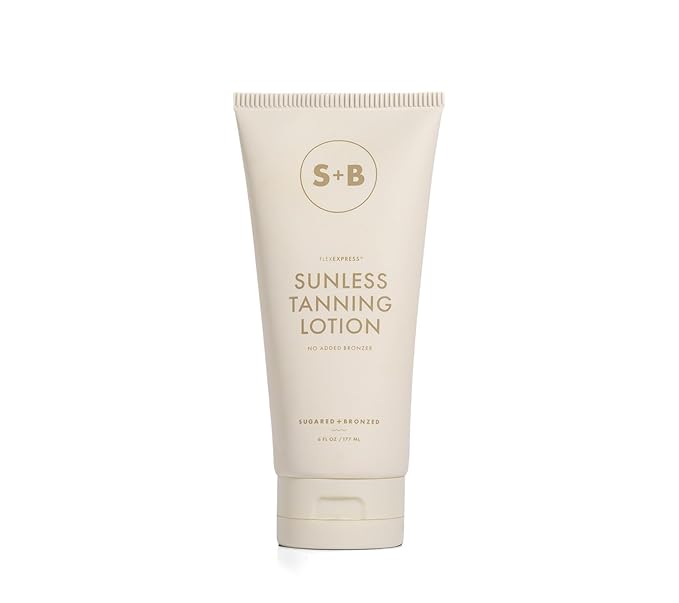 SUGARED + BRONZED Sunless Tanning Lotion, FlexExpress Self Tanner Moisturizer for Face & Body, Hydrating Botanical Formula for a Natural-Looking Tan, Suits All Skin Tones, Vegan, Cruelty Free, 6 Fl Oz