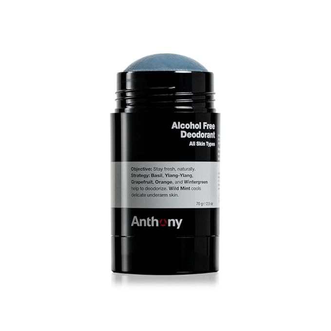 Anthony Alcohol Free, Aluminum Free Deodorant for Men – Non-Irritant Cool Gel Stick for Sensitive Skin – Sport Strength Stick Prevents Odor All Day – Clear, Stain Free – 2.5 Fl Oz - Pack of 3