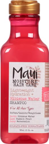 Maui Moisture Lightweight Hydration + Hibiscus Water Shampoo, Moisturizing Aloe Vera Shampoo Softens Curly Hair, Vegan & Sulfate-Free Surfactants, 13 Fl Oz (Pack of 2)