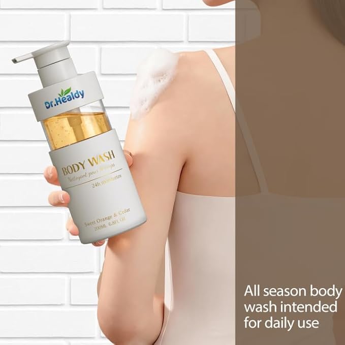 Body Wash with Vitamin C - 24HR Hydrating Moisturizer - Sulfate, Paraben & Dye Free for All Skin Types - Refreshing Feel for Women & Men - 6.8Fl. Oz