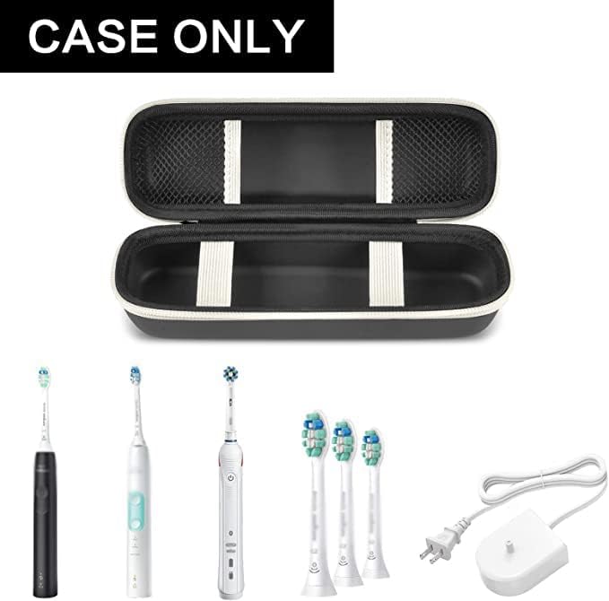 Toothbrush Travel Case Compatible with Oral-B Pro 1000 2000 3000 3500 5000 7500/ for Philips Sonicare ProtectiveClean 4100 6100 5100 6500 7500 Rechargeable Electric Toothbrush (Box Only) -White Zipper