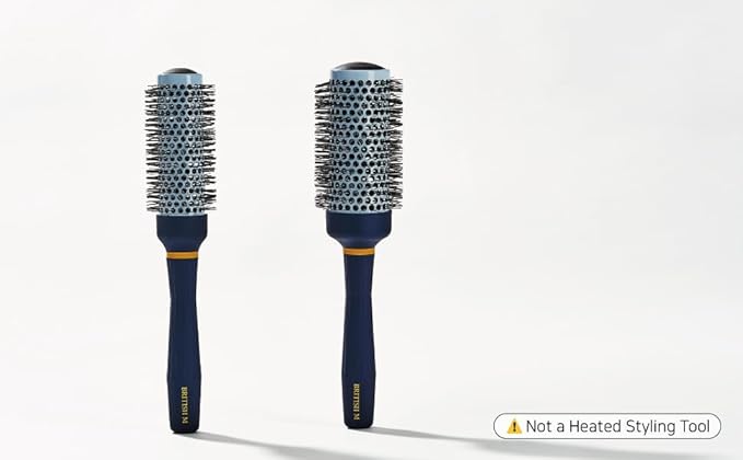 Curling Ceramic Brush Round 33mm – Non-Electric Blowout Brush, Anti-Frizz Styling for a Smooth Salon Look – Ideal for All Hair Types