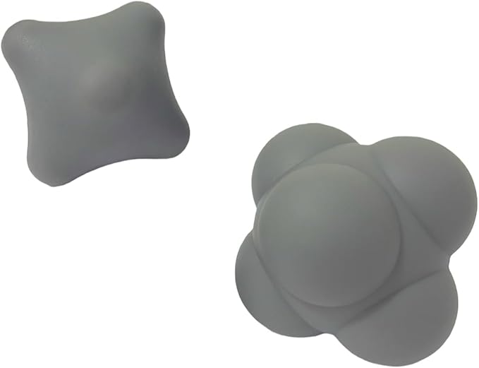 Set of 2 Massage Balls, Reflex Ball for Hand Eye Coordination Training and Six Point Spike Massage Ball for Deep Muscle Relief, Suitable for Hands, Feet and Back (Grey/Grey)