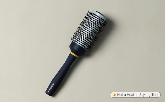 Curling Ceramic Brush Round 43mm – Non-Electric Blowout Brush, Anti-Frizz Styling for a Smooth Salon Look – Ideal for All Hair Types