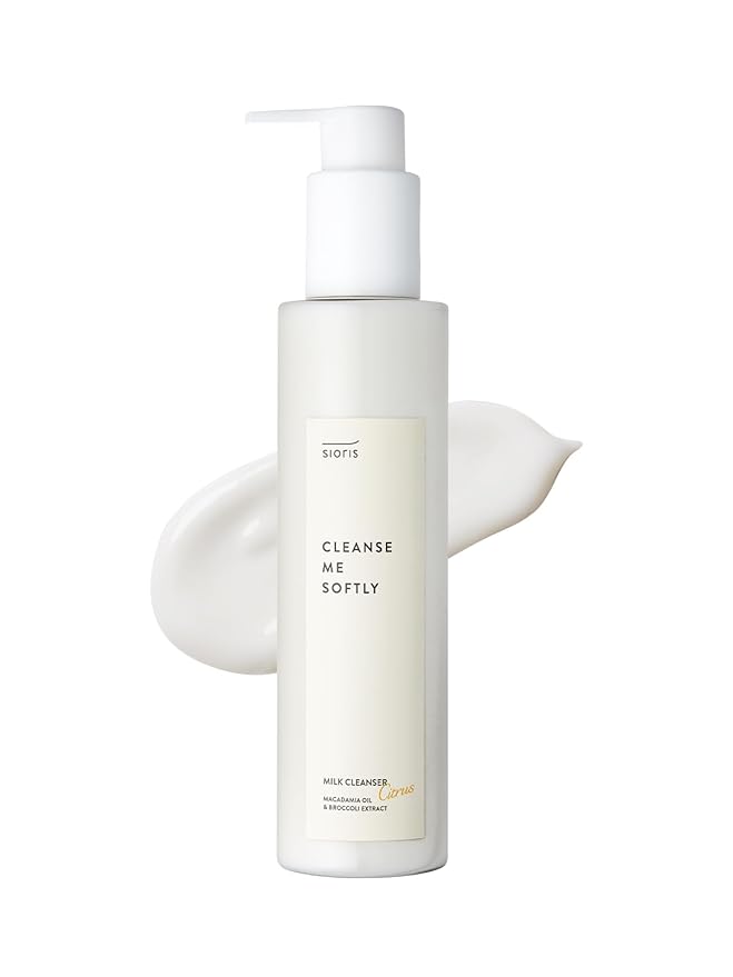 SIORIS Vegan Milk Cleanser, Hydrating Face Wash with Natural Citrus Water, Macadamia Seed Oil, Gentle Daily Facial Cleanser for Dry & Sensitive Skin, Korean Skincare – 8.8 fl oz