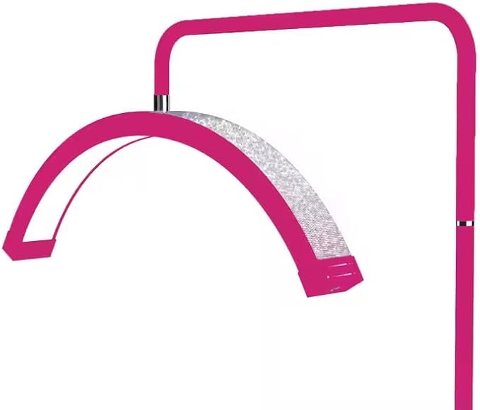 Bling Half Moon Lash Light | Dimmable LED Diamond Esthetician Light for Eyelash Techs - LED Floor Lash Lamp with Adjustable Height, Touch Control & Stable Base | Warm & Cool Tones | Hot Pink
