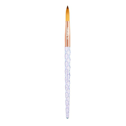KIARA SKY Clear Crystal Acrylic Nail Brush - Professional Nail Tool - Nail Kolinsky Brush - 100% Kolinsky Hand Crafted Nail Tools - Long Lasting Nail Acrylic Brush, #12