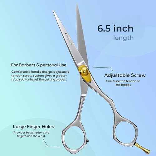 Suvorna Hair Cutting Scissors for Professionals, Barbers - Hair Shears for Cutting, Trimming, Grooming, Precision - Extremely Sharp Razor Edge - Made With 6.5" Japanese Stainless Steel for Men, Women.