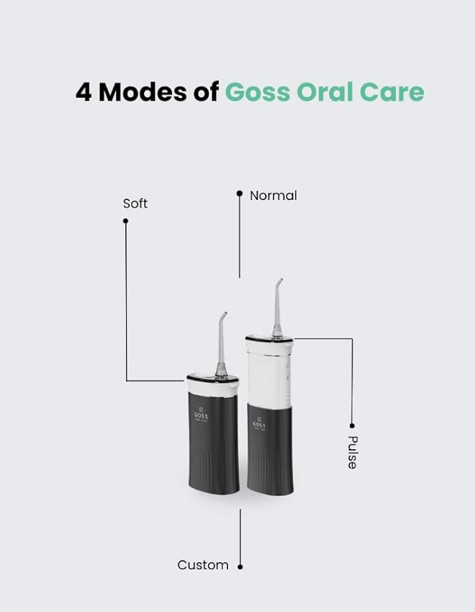 Goss Oral Care Portable Water Flosser for Teeth Cleaning – Cordless, Rechargeable Water Flosser for Travel, Braces, Implants, Crowns & Gum Health
