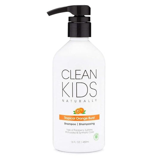 Clean Kids Naturally Tropical Orange Burst Shampoo, All-Natural, Gluten-free, Vegan, and Cruelty-free, Paraben-free, 16 oz, EWG Verified (1 Bottle)