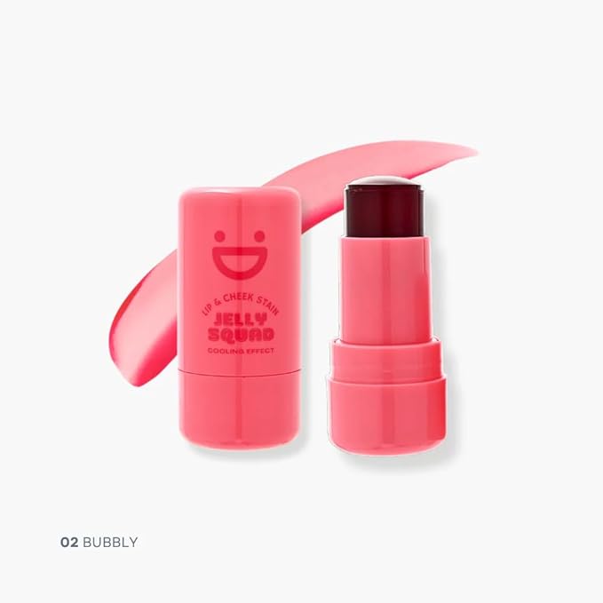 Jelly Squad Lip and Cheek Stain 2 in 1 Tinted Jelly Blush and Lip Stain Long Lasting Lightweight Natural Finish Goofy Cherry Pink, 0.28 FL.OZ/8G，pack of 1