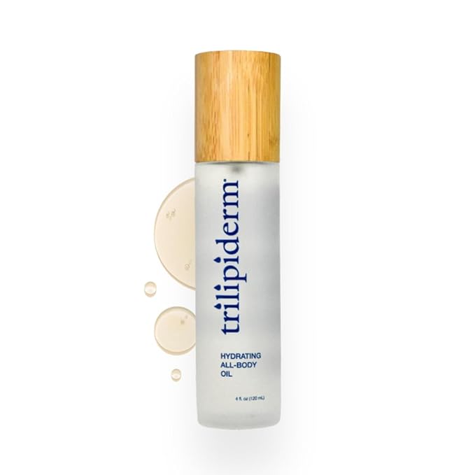 Trilipiderm Hydrating All-Body Oil – Ultra-Moisturizing, Vitamin-Rich Lipid Replacement, 4oz. Glass and Bamboo Spray Bottle
